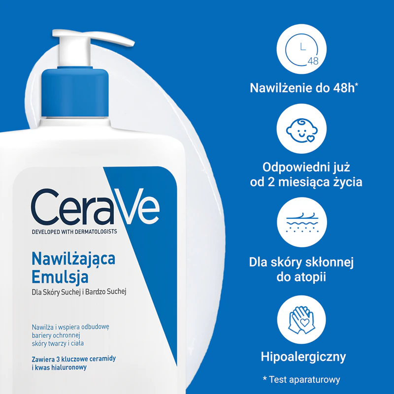 Loção hidratante CeraVe para rosto e corpo, ideal para pele seca e muito seca.