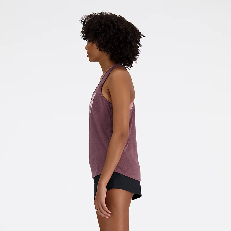 Dámský sportovní top London Edition Graphic NB Athletics - LICORICE HEATHER