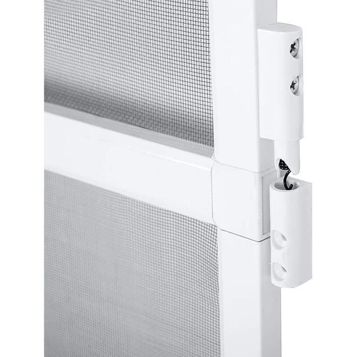 Mosquitera para puerta - NAIZY - 120 x 240 cm - Aluminio blanco - Tejido de fibra de vidrio gris - Ajustable