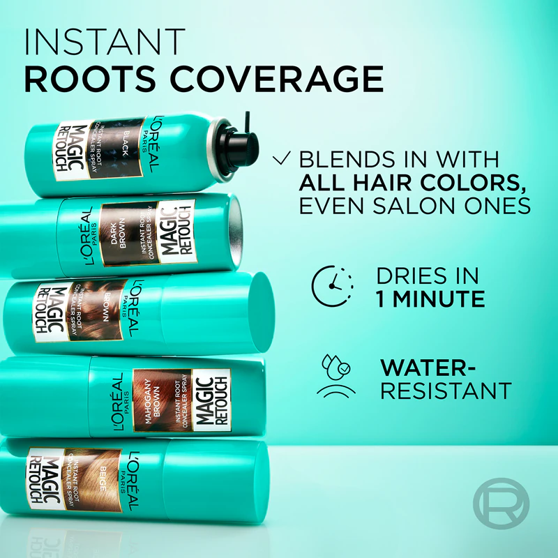 Spray Magic Retouch da L'Oréal Paris para retoque instantâneo da raiz dos cabelos.