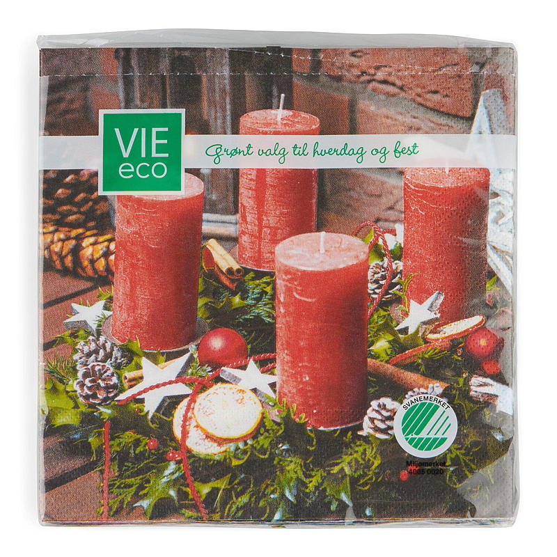 Tovaglioli Vie Eco, confezione da 20 pezzi, 33x33 cm, con motivo natalizio