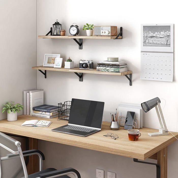 Lot de 4 Étagère Murale, Tablette Flottant, Étagère de Rangement Suspendue, pour Salon, Cuisine, Bureau, Salle de Bain
