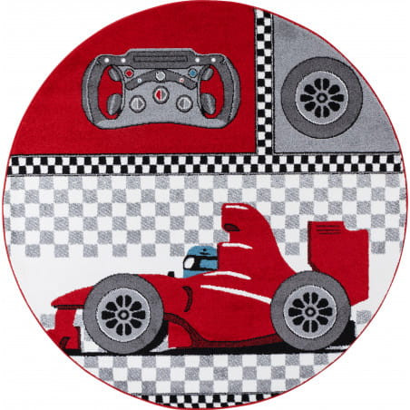 Dywan dziecięcy Kids Wyścigi czerwony 120 cm x 120 cm koło