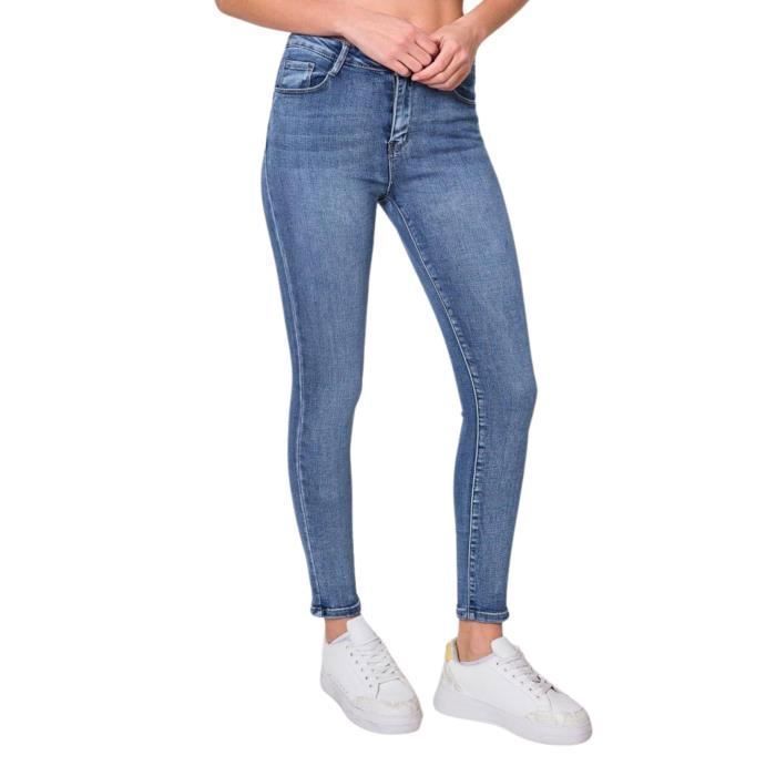 Pantalones vaqueros de mujer - SULLIVAN - Vaqueros ajustados con efecto push-up - Cintura alta - Azul - Corte ajustado