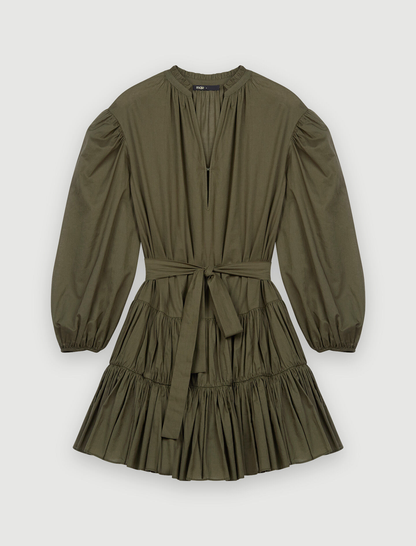 Rochie din bumbac cu curea - Kaki