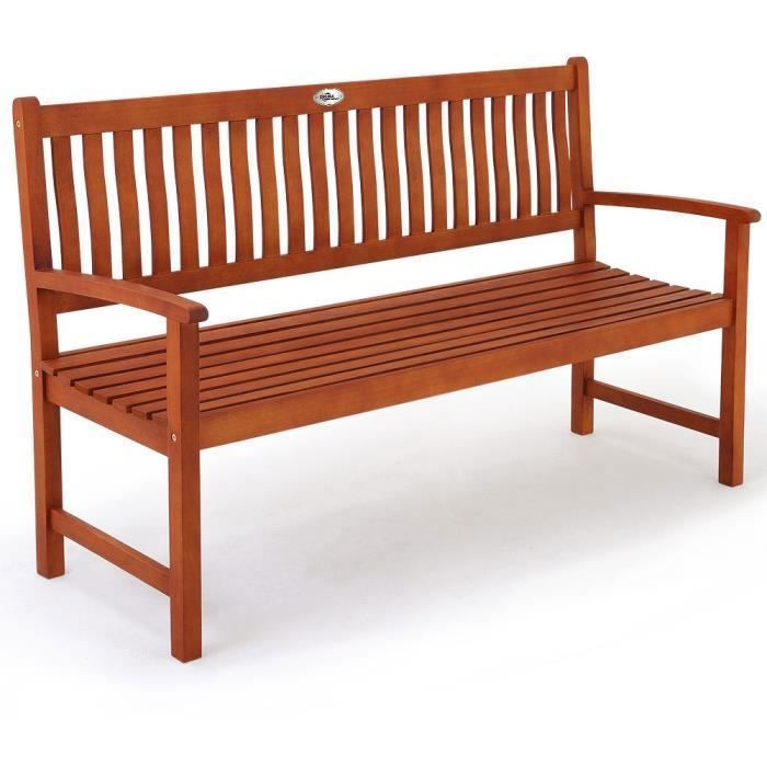 Banco de jardim feito de madeira de eucalipto com certificação FSC®.