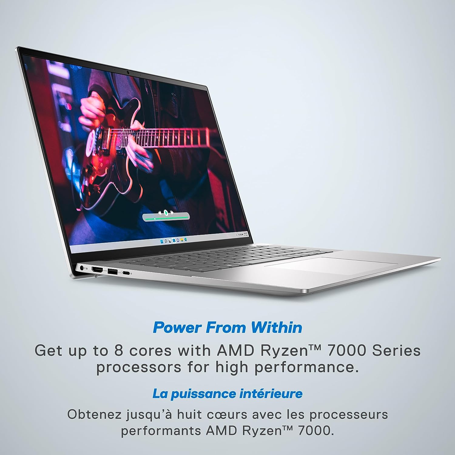Φορητός υπολογιστής Dell Inspiron 16 5635 - AMD Ryzen 7-7730U, QHD 16 ιντσών, 16GB LPDDR4x RAM, 1TB SSD, Κάρτα γραφικών AMD Radeon, Windows 11 Home, 1 έτος Premium υποστήριξη - Platinum Silver