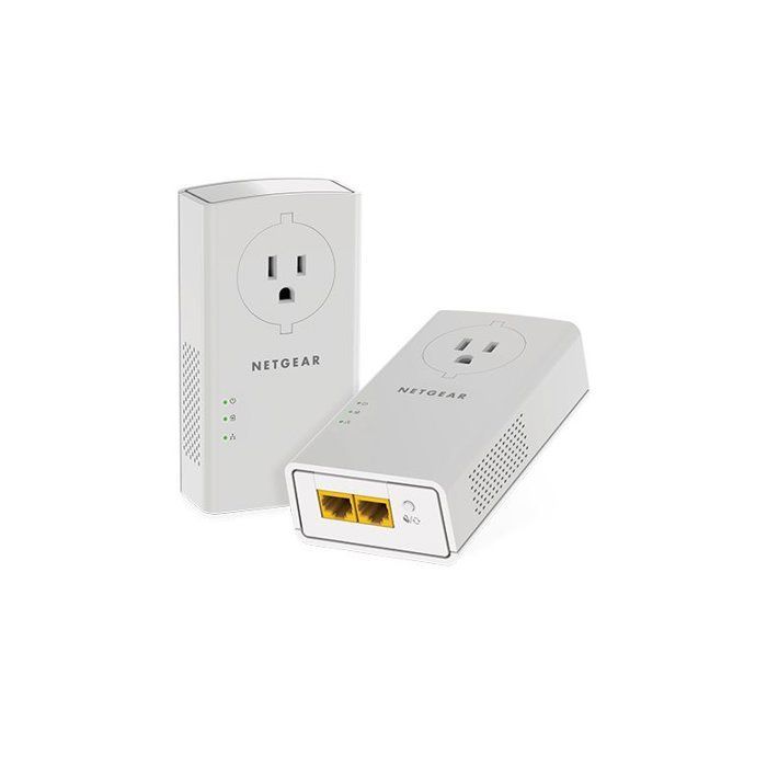 NETGEAR Pack de 2 adaptateurs CPL 2000 Mbit/s- 2 ports 10/100/1000 RJ45 - Avec prise intégrée PLP2000-100FRS