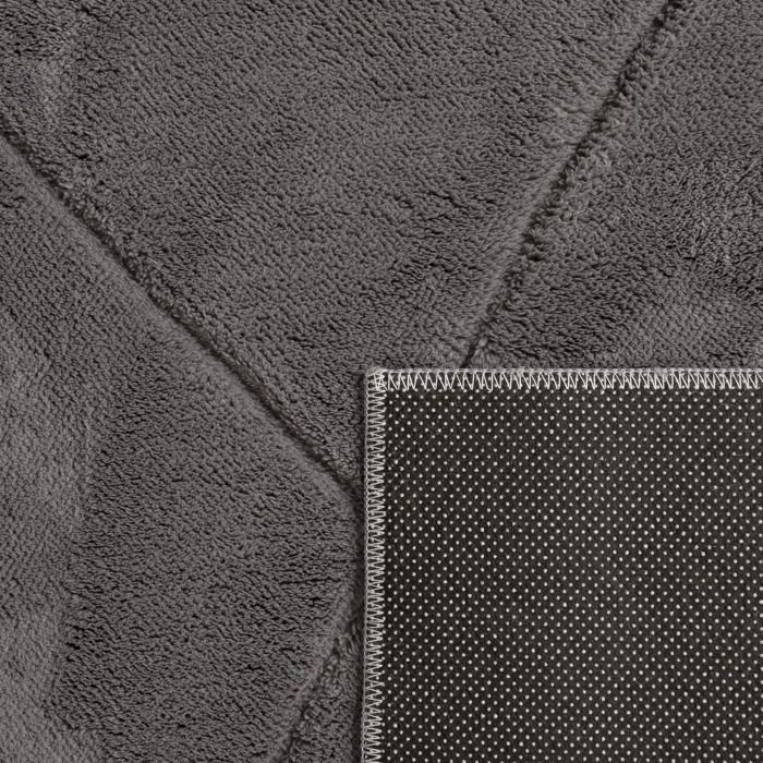 Paco Home Tapis Salon Chambre Adulte Poils Ras Scandinave Motif Losange Uni 3D Moelleux Antracite Gris foncé 120x160 cm