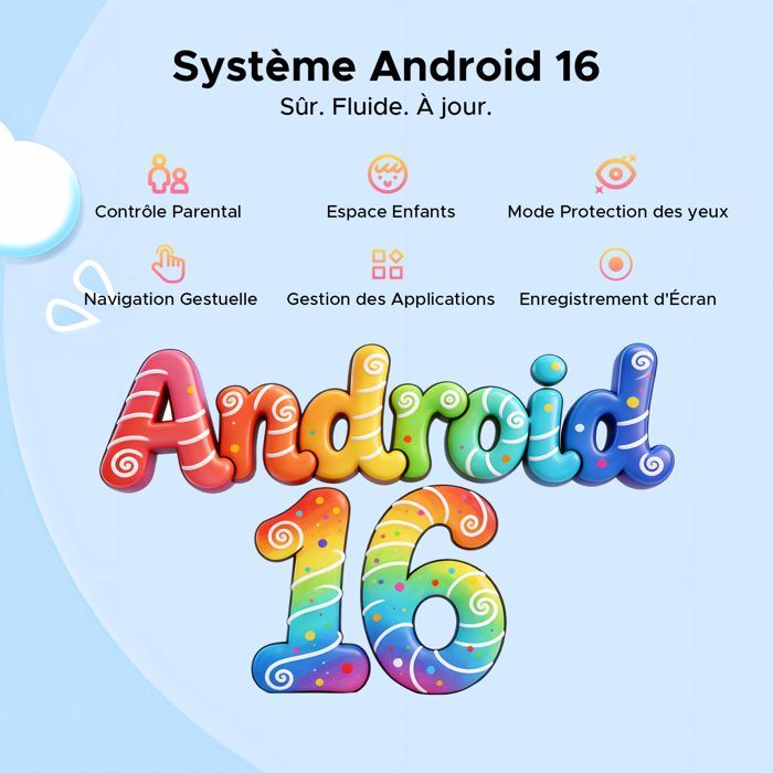 AORLYM P10 KID Tablette Tactile Android 16,Tablette avec Stylet,10.1 Pouces,7000mAh,8 MP,TF card - Bleu