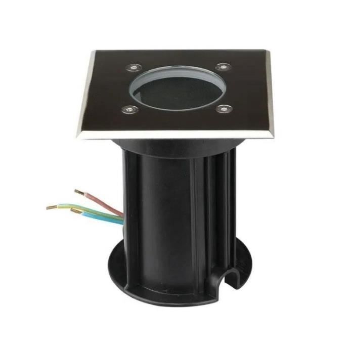 Spot LED Extérieur Encastrable Carré IP65 pour Ampoule GU10 - Noir - SILUMEN