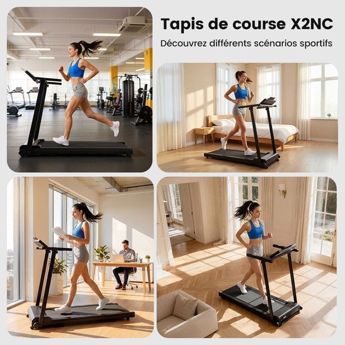 Laufband – Walking-Laufband – 12 % Steigung – 12 HIIT-Modi – 2,5 PS Motor – Geschwindigkeit 1–12 km/h – Mit App – Schwarz