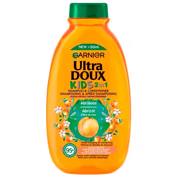 Garnier Ultra Doux Kids - 2v1 šampón a kondicionér - marhuľa a kvet bavlny<br>300ml