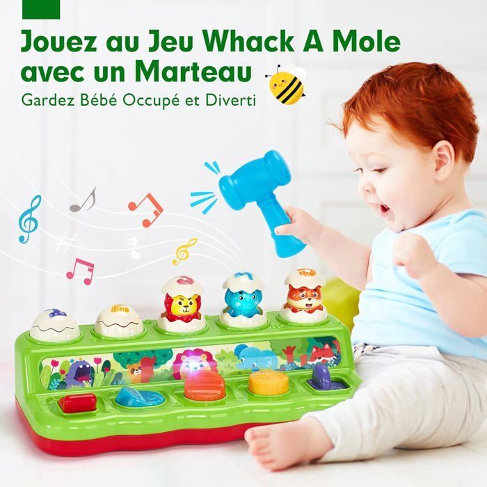 Giocattolo per neonati di 1 anno, gioco Montessori a comparsa con animali, musica e luci, giochi per bambini di 1, 2 e 3 anni, regalo per bambina o bambino