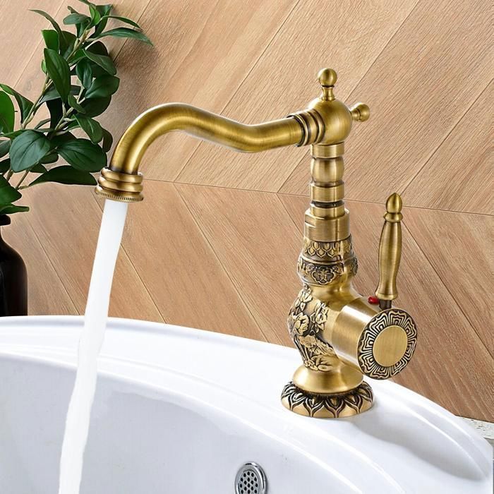 Retro Bathroom Sink Faucet with 360° Swivel Spout, High-Arc Mixer Tap, Brass Bathroom and Kitchen Sink Mixer Tap