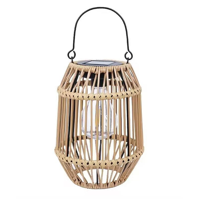 Farol doméstico de 16x21 cm, de ratán, con célula solar.