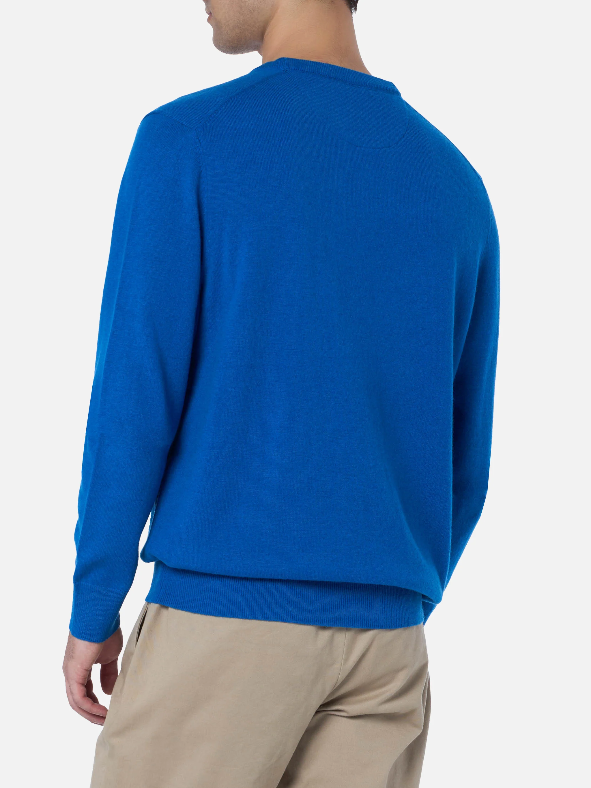 Regent herentrui met ronde hals, blauw, van kasjmierblend