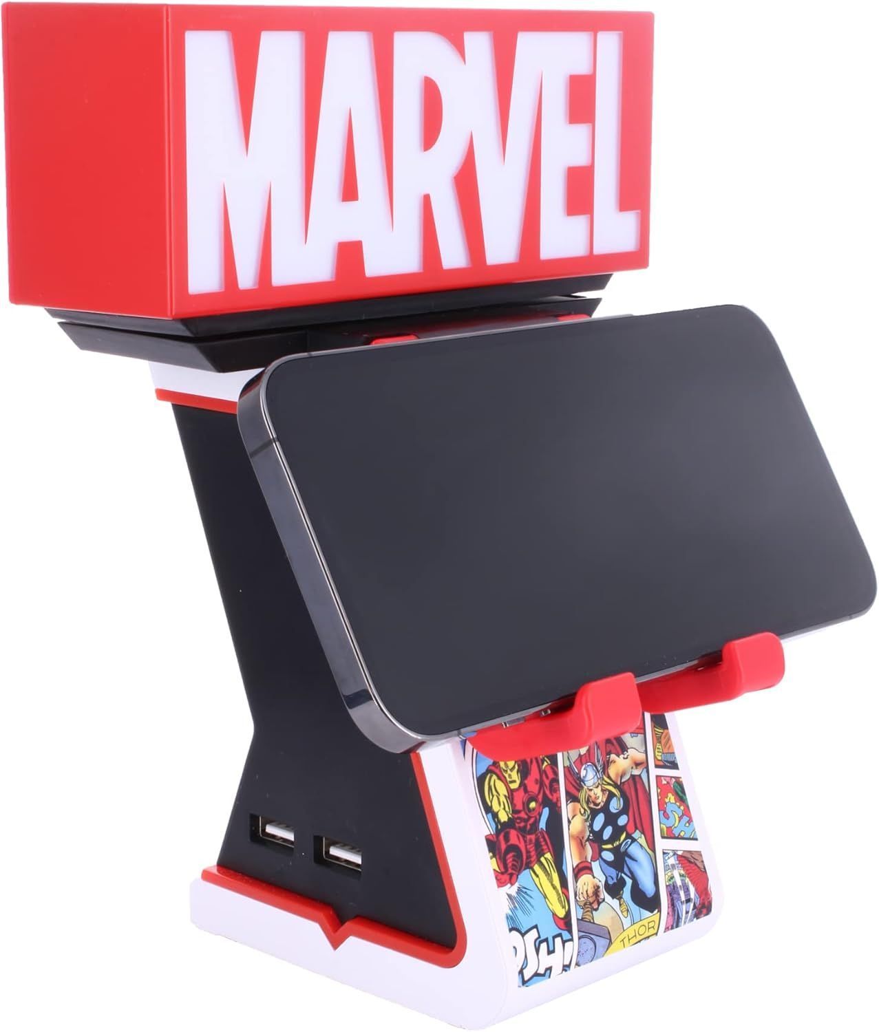 Marvel Ikon Light Logo Figur – EXQUISITE GAMING – Cable Guys – Halterung für Kopfhörer, Smartphone oder kleines Zubehör – 25 cm