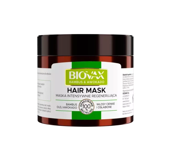 Biovax Bambus&Olej Awokado intensywnie regenerująca maska do włosów 250 ml