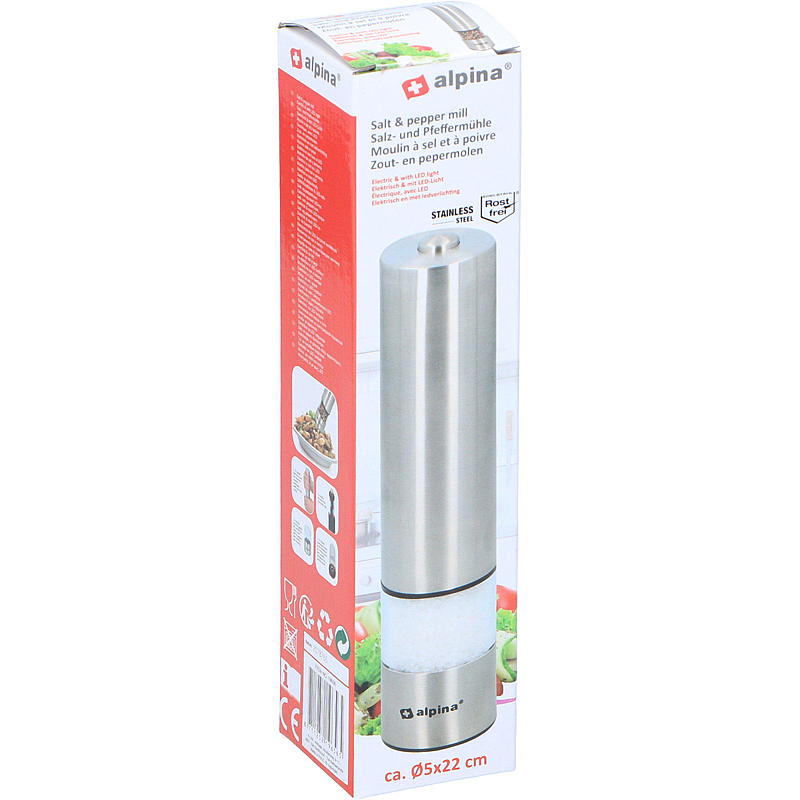 Macina sale e pepe elettrico Alpina con luce LED.