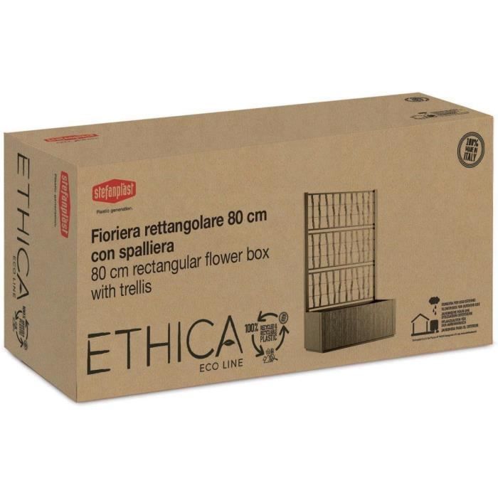 STEFANPLAST ETHICA Rechteckiger Blumenkasten/Pflanzkasten 80 cm mit Rankgitter - 80 x 36 x 140 cm (H) - Taupe