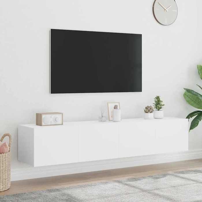 vidaXL Seinälle kiinnitettävät TV-tasot LED-valoilla, 2 kpl, Riippuvat TV-tasot säilytystilalla, Kelluvat TV-tasot 837282
