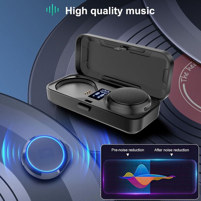 Oreillette Moto Bluetooth de Casque, BT5,3 Écouteurs de Moto sans Fil Mains Libres avec Étui de Charge, pour Le Ski, L'escalade