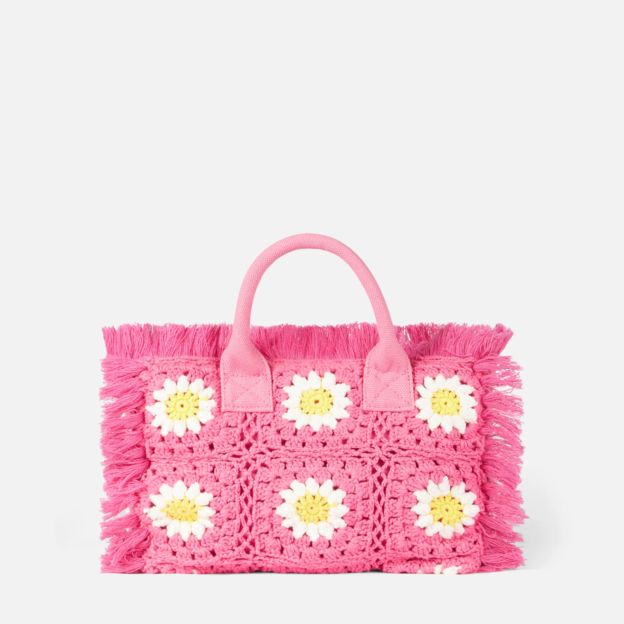 Colette handtas met gehaakte bloemenapplicaties | Saint Barth logo | Binnenvak met rits | 100% katoen | 26 x 14 x 23 cm | MC2 Saint Barth