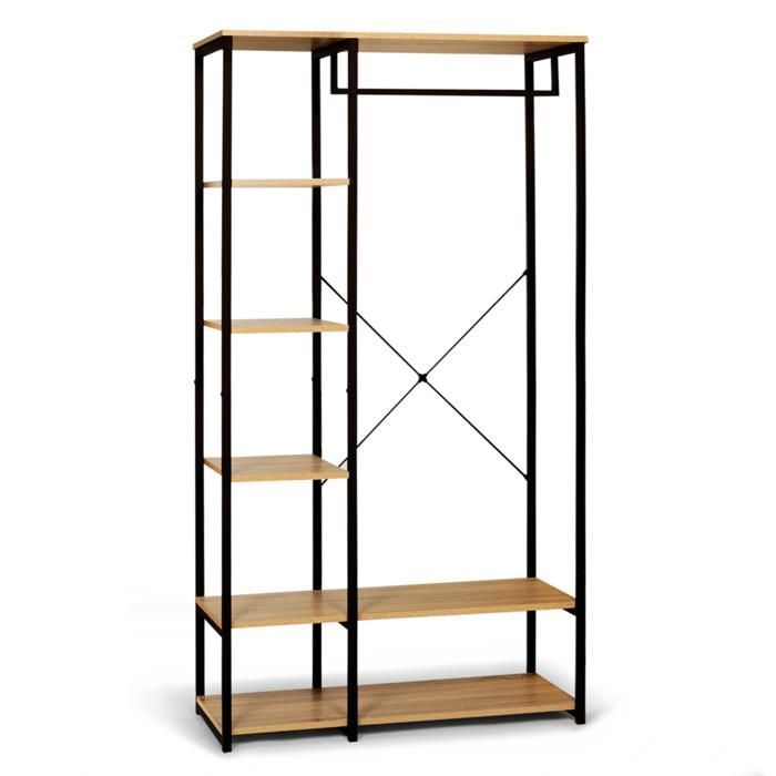 IDMARKET Dressing penderie étagères L. 90 cm DETROIT design industriel