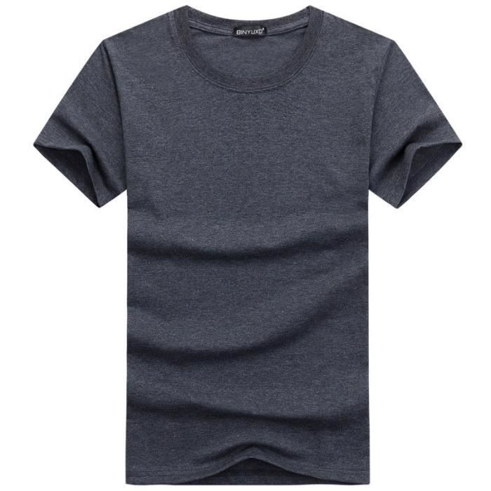 Camiseta de manga corta con cuello redondo y corte recto para hombre - Gris oscuro - INSFITY