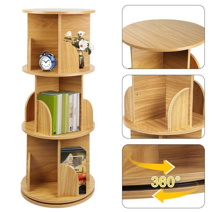 Estantería giratoria MIPAN - Estantería de almacenamiento - Para sala de estar, oficina, habitación infantil - 40*40*97cm - Amarillo