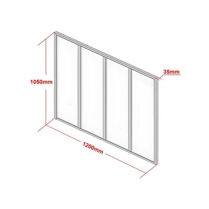 Techo de cristal de aluminio con recubrimiento en polvo, estilo taller - 120x105 cm - Blanco - BAYVIEW