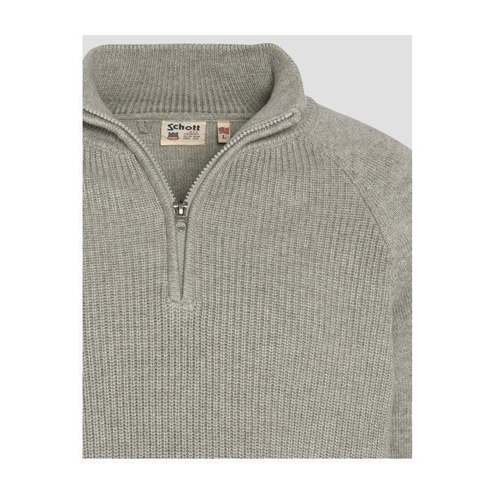 Pull 1/4 zip Gris Homme Schott Plali