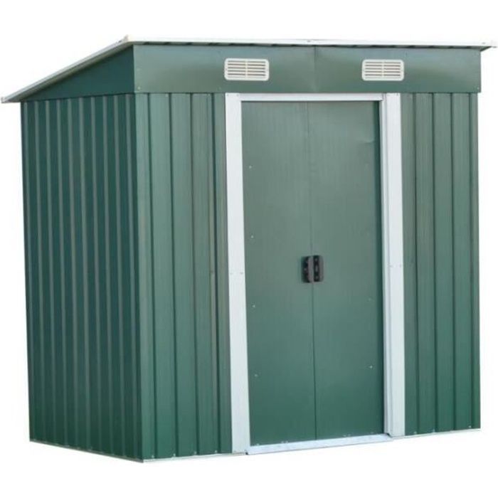 Abri de jardin en métal - Bonne qualité - 2.05 m² - Vert - Traditionnel