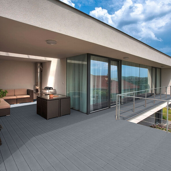 Placas de deck WPC SAMANA, cinza claro, 10m²