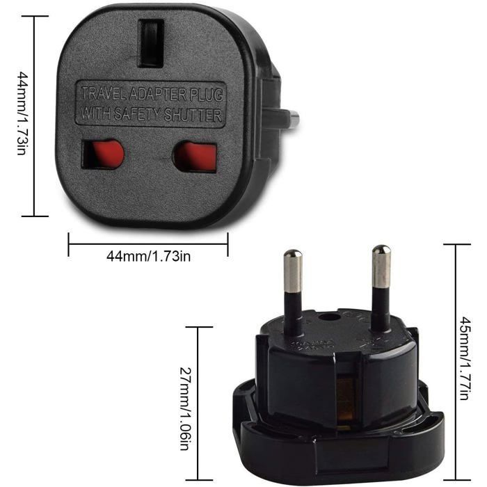 2x Reiseadapter: UK-Stecker auf Frankreich, UK-Stecker auf FR-Adapter, UK-Stecker Typ G auf Typ C Reiseadapter für Deutschland