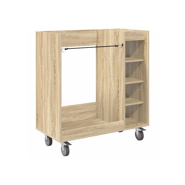 Taquilla de golf - vidaXL - Roble Sonoma - 90x45x98 cm - Amplio espacio de almacenamiento - 4 ruedas - Estructura metálica