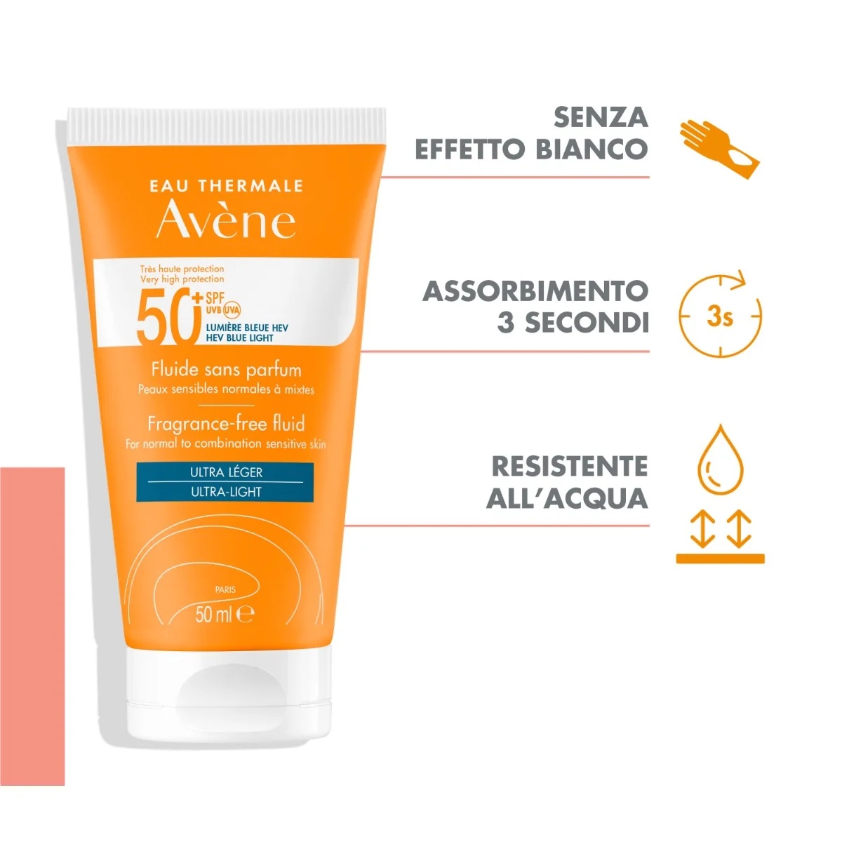 AVENE Avène Solaire Fluid SPF 50+ ongeparfumeerd 50 ml ongeparfumeerd