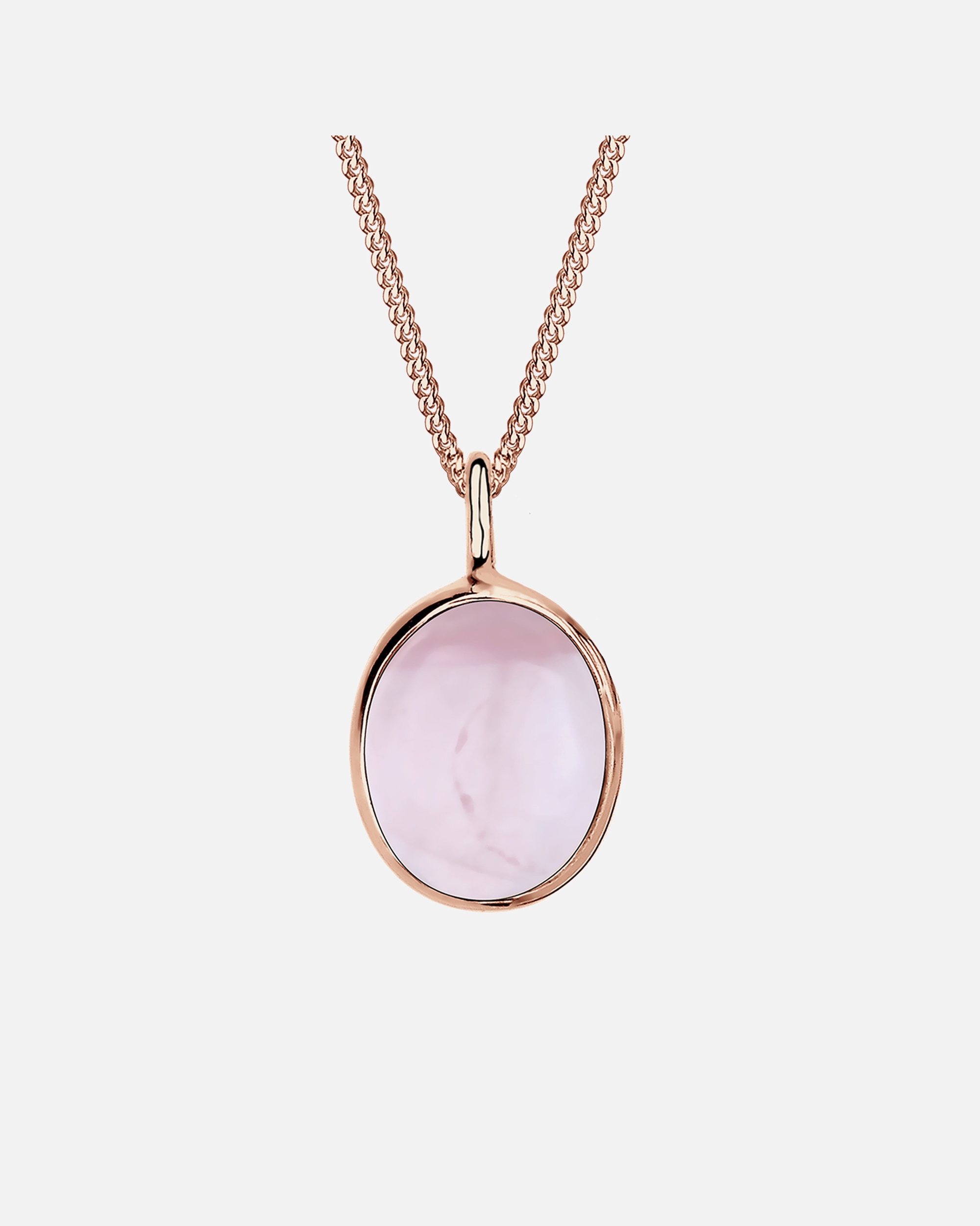Elli Femmes Pendentif Ovale Solitaire avec Quartz Rose en Argent Sterling 925 Plaqué Or Rose
