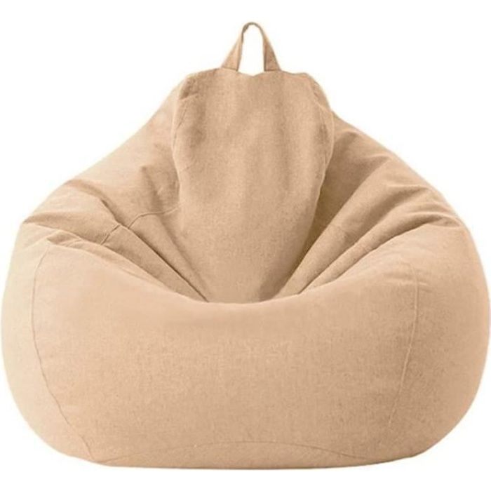 Fodera per pouf - AMOUNE - Lino - Kaki - Per interni ed esterni - per adulti, bambini e ragazzi - 80x90cm