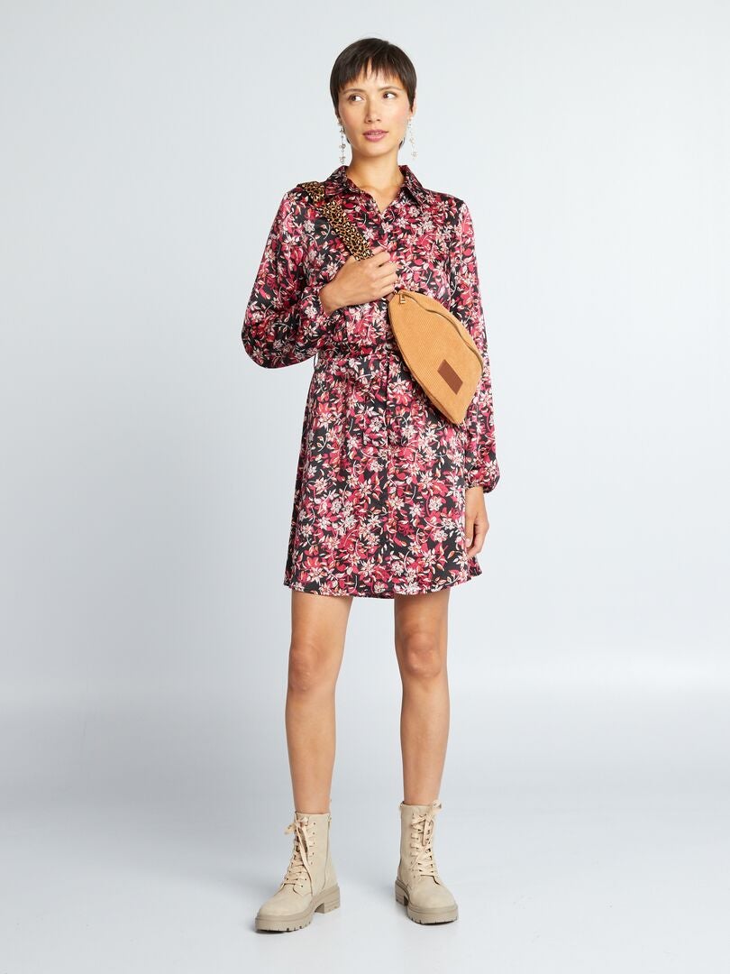 Vestido curto com cinto - PRETO