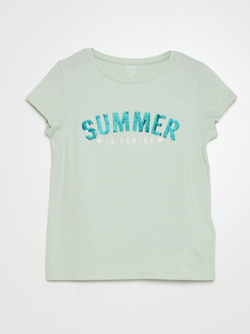 Camiseta de algodón de cuello redondo - AZUL