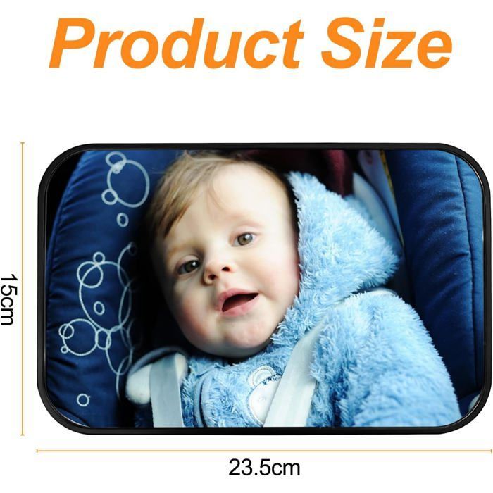 Miroir Voiture Bébé Universel - Rétroviseur de Sécurité pour Siège Auto Arrière avec Sangle à Boucle Réglable