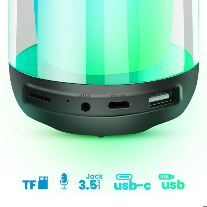 Mini Enceinte Bluetooth - LINQ - 5W - Étanche IPX6 - Autonomie 6h - LED RGB 11 Couleurs