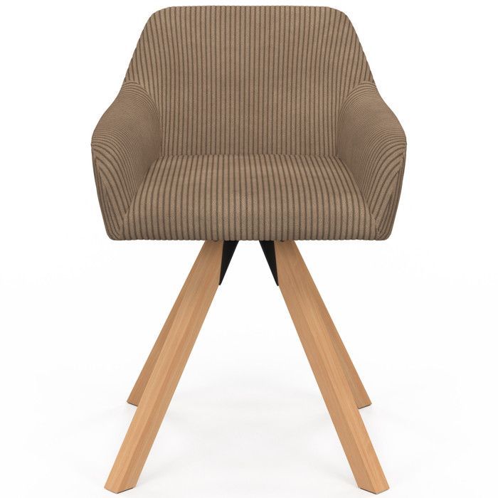 IDMARKET Lot de 2 chaises pivotantes de salle à manger, fauteuils de table JANY en velours côtelé taupe