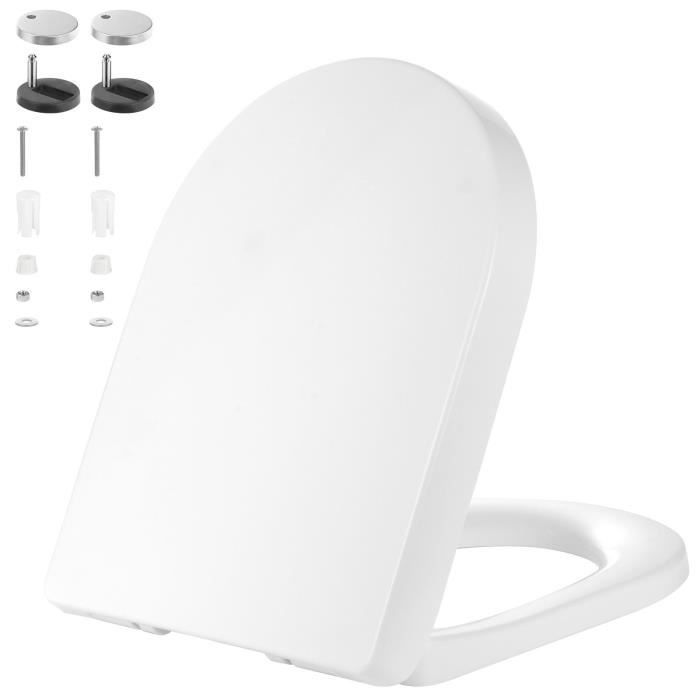 Soft-close toilet seat, U-shaped toilet bowl with stainless steel hinges, slow-close toilet seat, quick installation.