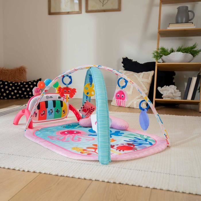 BABY EINSTEIN 4-in-1 Baby Girl Activity Mat - Kickin' Tunes - Piano Toy, Sensory Arch, Multilingual