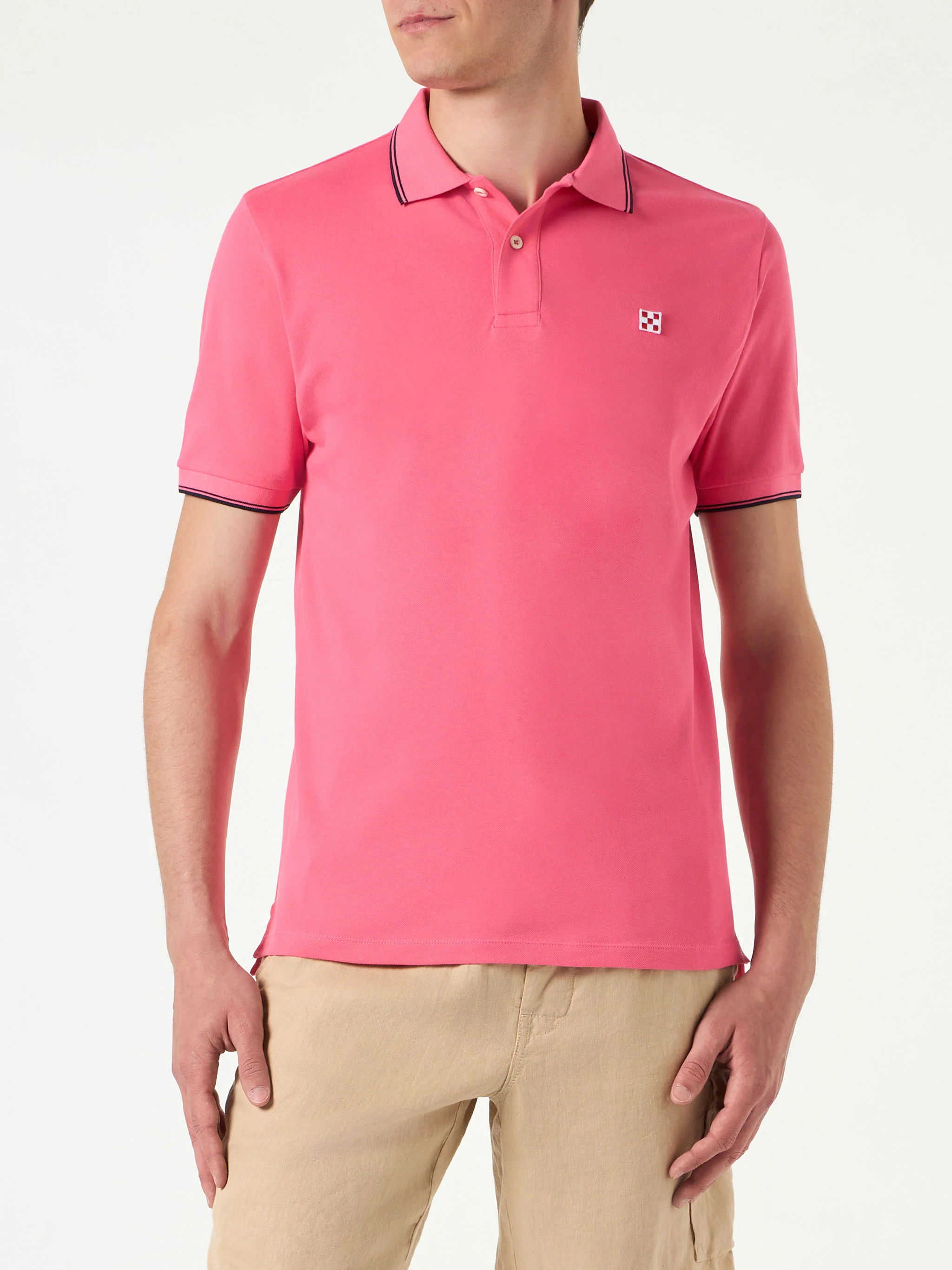 Fluorescerend roze piqué poloshirt voor heren