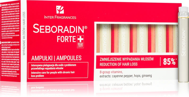 Seboradin Forte ampulės nuo plaukų slinkimo