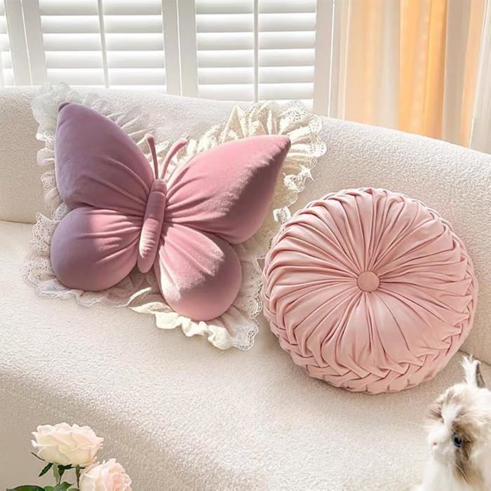 XJYDNCG Coussin decoratif - coussin canape - En forme de papillon - Mode - 40x45cm - Rose pink COUSSIN